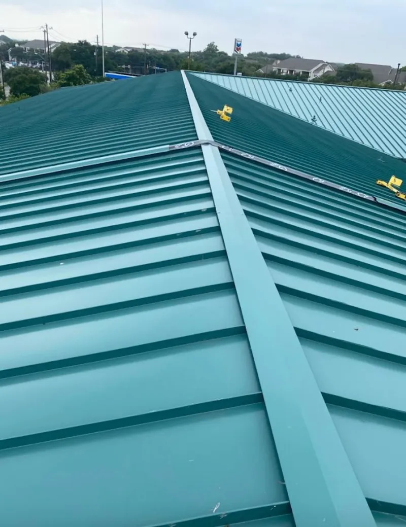 Green commercial metal roof ridge and valley for Metal Roof Repair in Vernon Hills